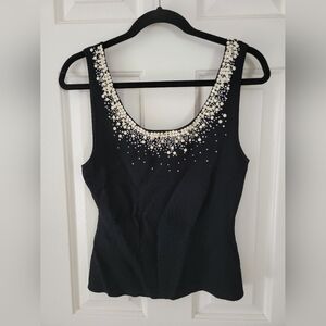 Black and White Beaded Top